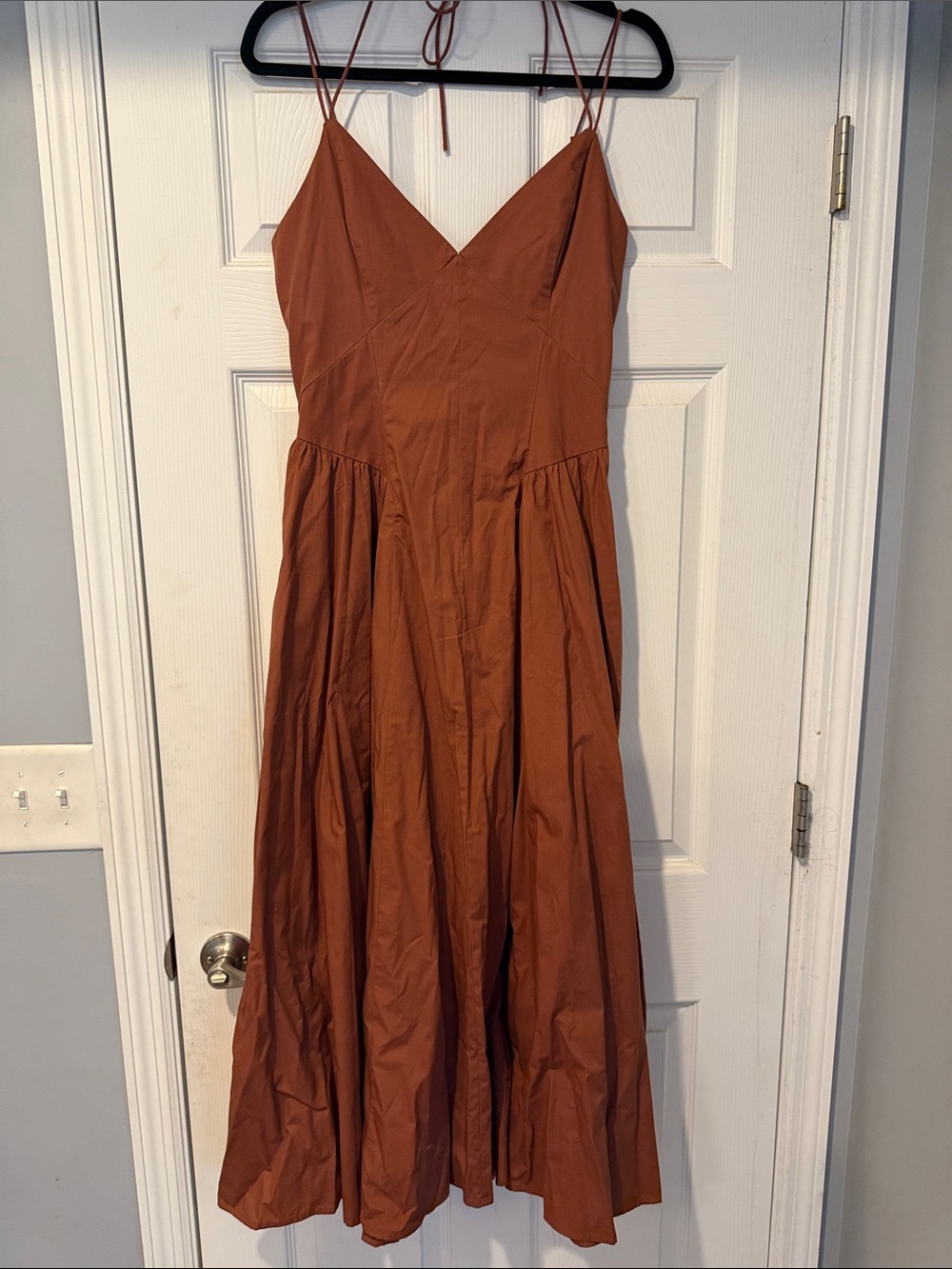 Abercrombie & Fitch Rust-Toned Spaghetti Strap Midi Dress